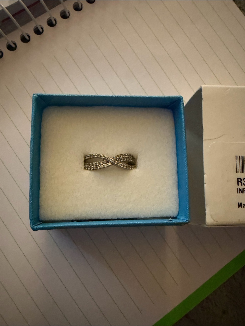 Touchstone Crystal Silver-Tone Infinity Ring with Clear Crystals